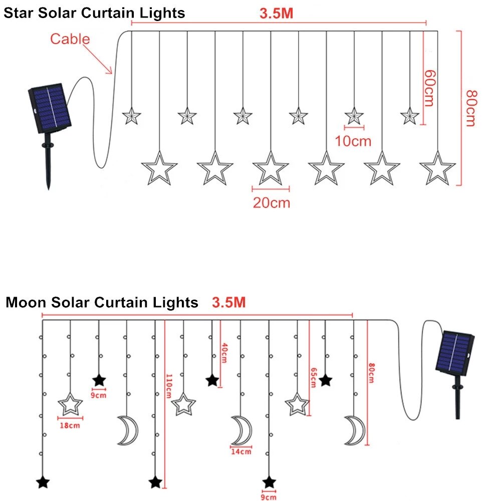 Brehn | Solar Moon Star Lampe LED Lichterkette Dekoration