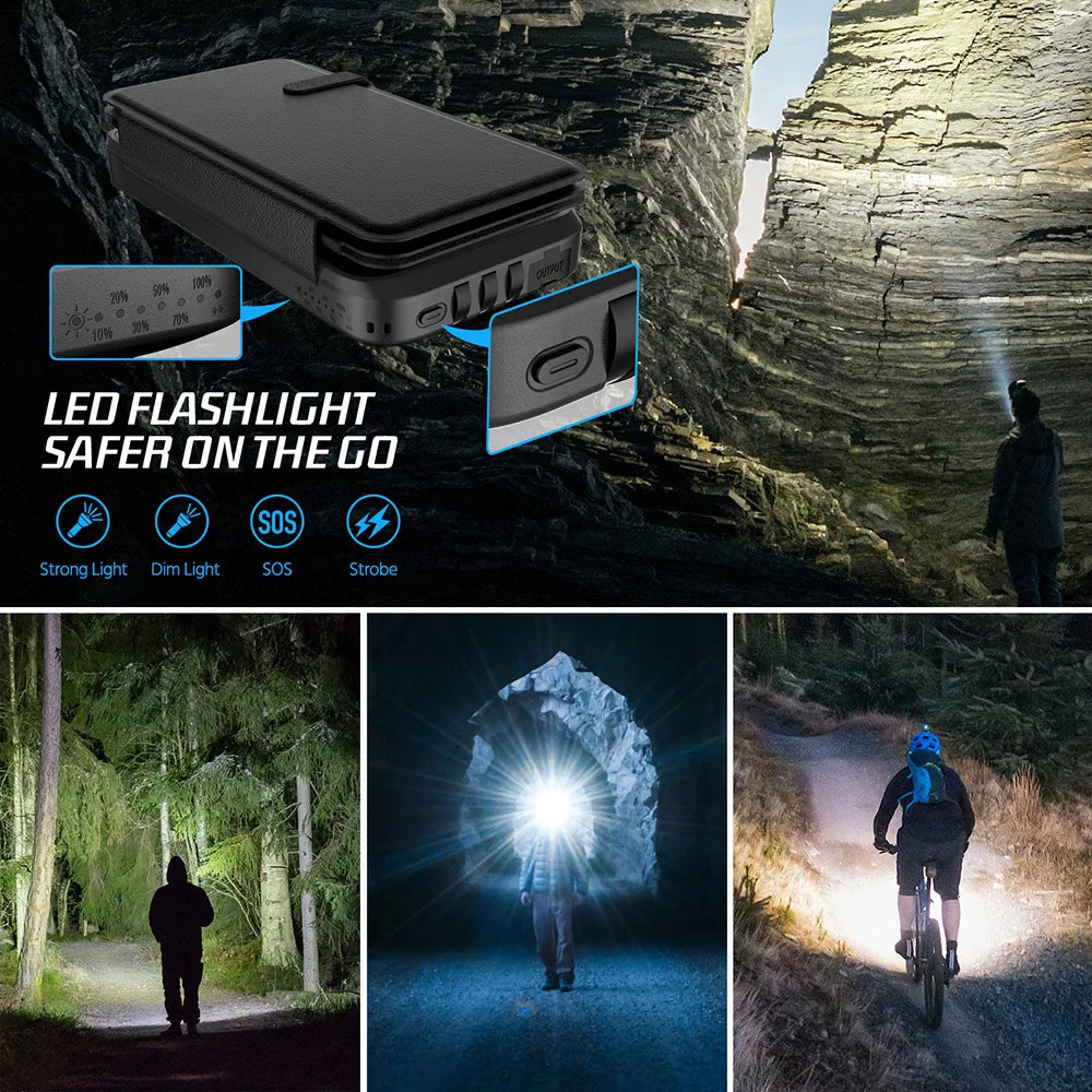 Brehn | Solar Powerbank VoltCore X Pro 43800mAh | 20W Schnellladung | 10W Wireless Charging | Integrierte Kabel & LED-Lampe | Outdoor & Reisen