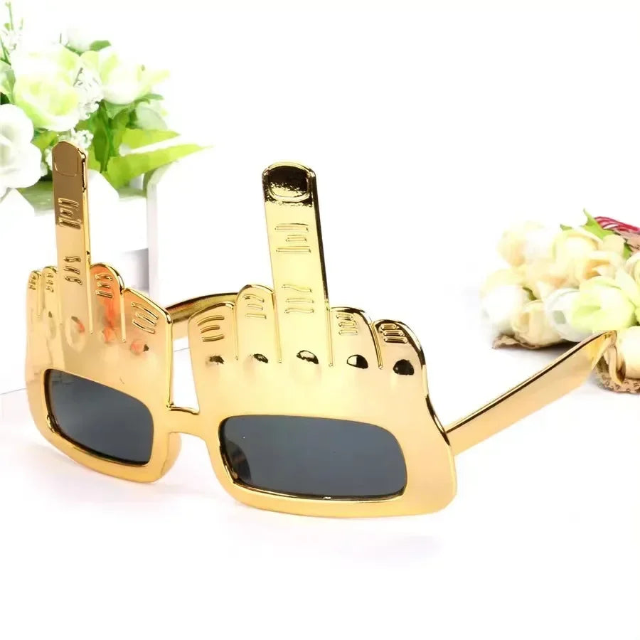 Bold Gold Mittel Finger Party Sonnenbrille | Brehn