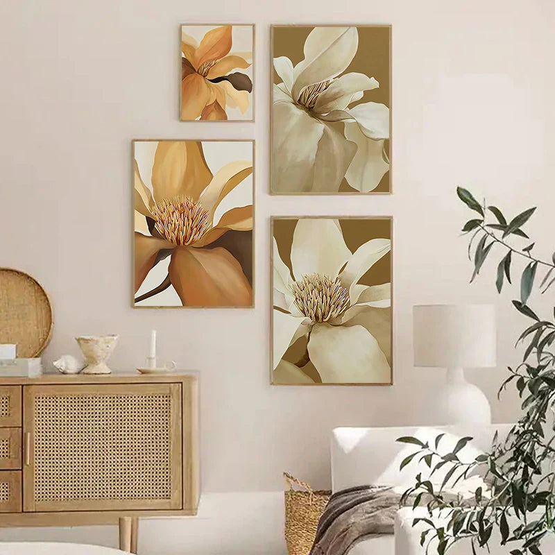 Große abstrakte florale Wandkunst feine Kunstleinwanddrucke moderne Botanikbilder für Wohnzimmer Esszimmer Schlafzimmer Kunstdekoration | Brehn