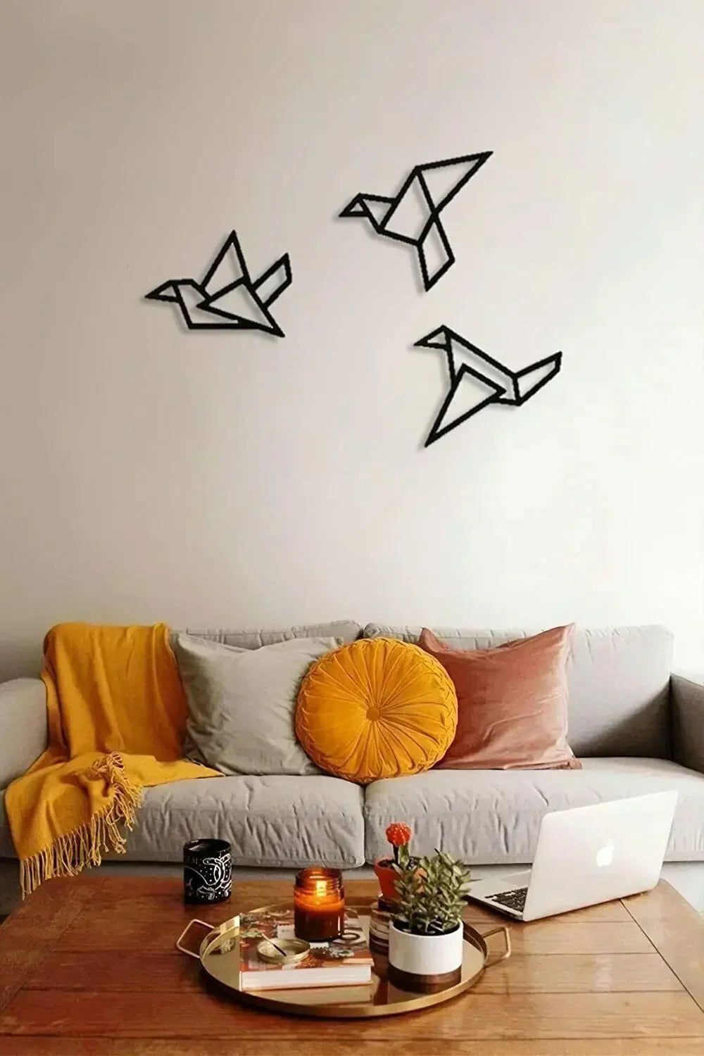 Set aus 3 Stück Eisen Geometrische Vögel 3D Wanddekoration für Nordic Wohnzimmer Esszimmer Schlafzimmer Wanddekoration | Brehn
