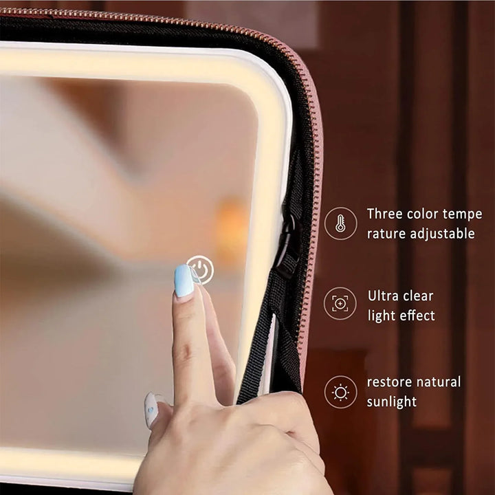 Brehn | Reise Kosmetikkoffer LED Spiegel Makeup Tasche