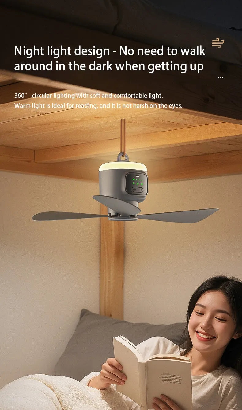 12000mAh Tragbarer Decken- & Campingventilator – Außen-Zelt-Luftzirkulator und Kühlventilator | Brehn