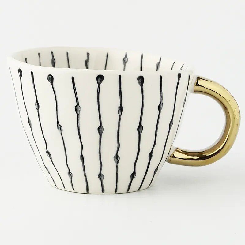 Premium Geometrische Keramiktasse mit Goldgriff – Erheben Sie Ihr tägliches Getränk