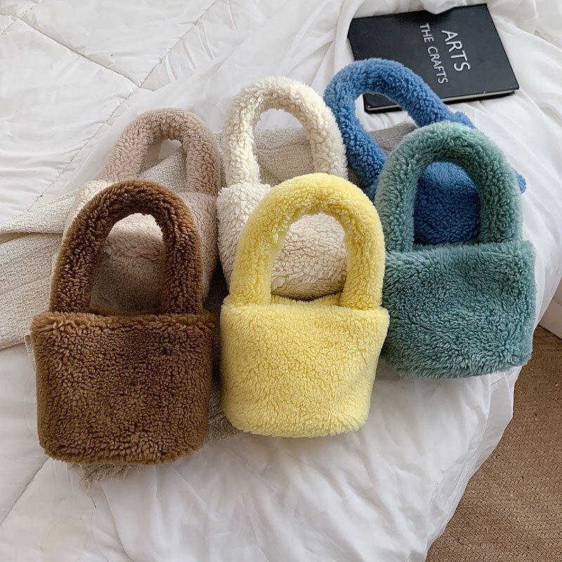 Brehn | Kuscheliges Plüsch Mini Eimer Tasche