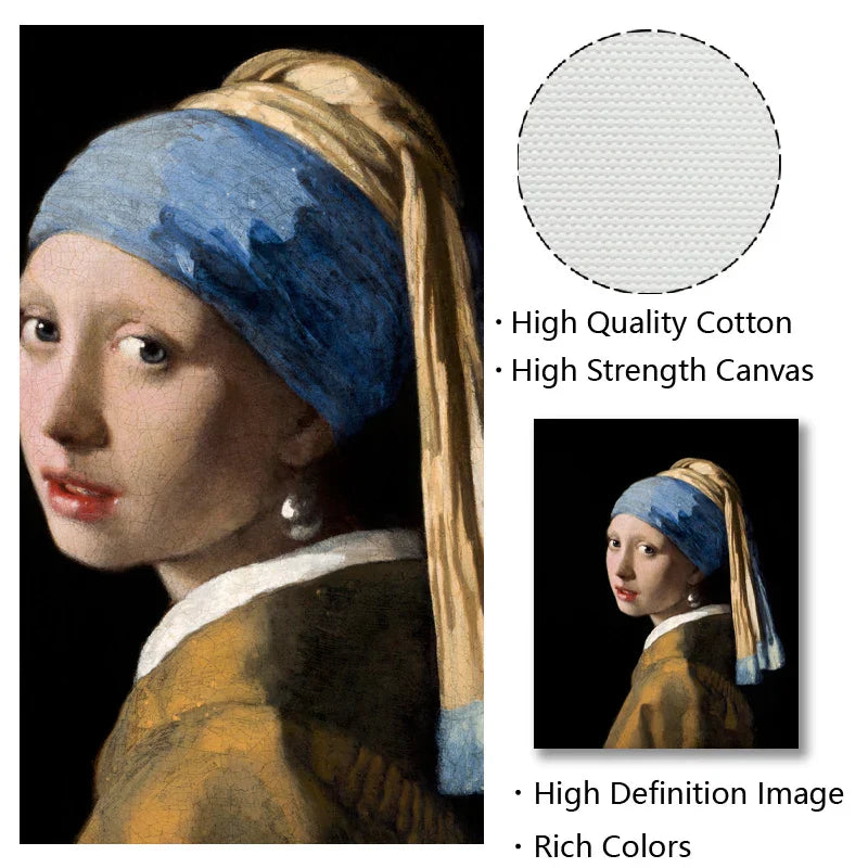 Mädchen mit einem Perlenohrring Poster Johannes Vermeer Niederländisches Goldenes Zeitalter Malerei Fein Kunst Leinwand Drucke Klassische Malerei Für Wohnzimmer Esszimmer Dekor | Brehn