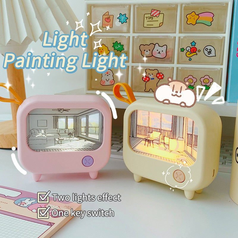 VIvolux | Mini Kunst TV Malerei Dekor Nachttischlampe