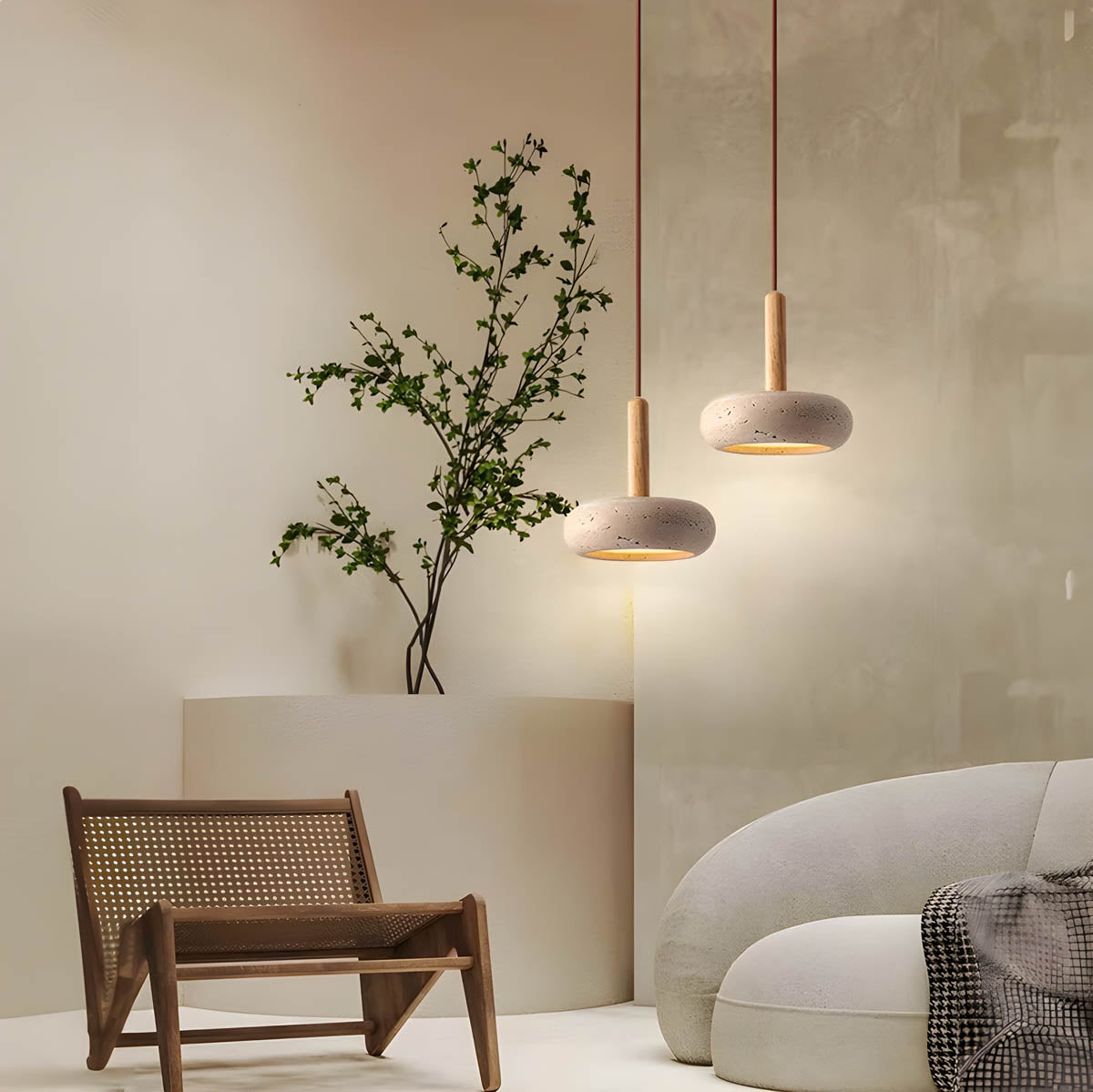 Brehn | GlowStone Deckenlampe - Natürliche Travertin LED Pendelleuchte