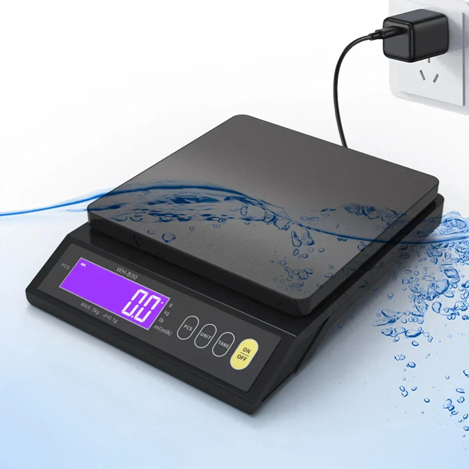 Brehn | 5 kg/0,1 g und 10 kg/1 g digitale elektronische Küchenwaage, LCD-Display, voll wasserdichtes Edelstahl-Waagetool zum Backen