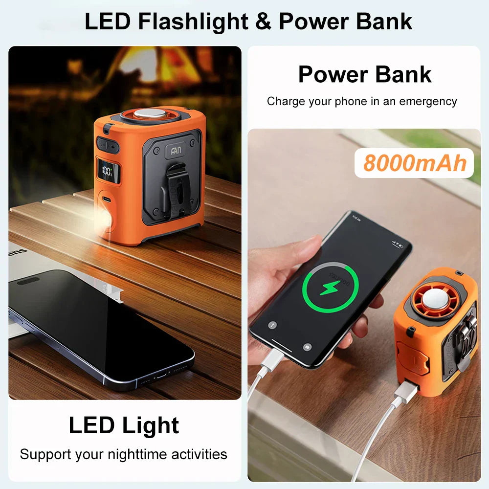 8000mAh tragbarer Kühl-Hüftventilator mit Powerbank & LED-Licht – FrostBreeze | Brehn
