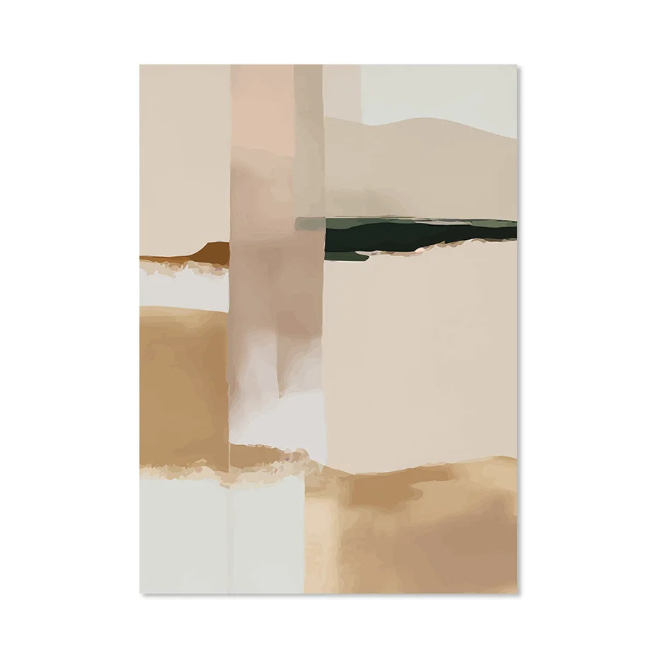 Neutrale Farbblock Beige Schwarz Wandkunst Fine Art Leinwanddrucke Moderne abstrakte Bilder für Wohn- und Schlafzimmer Kunstdekoration | Brehn