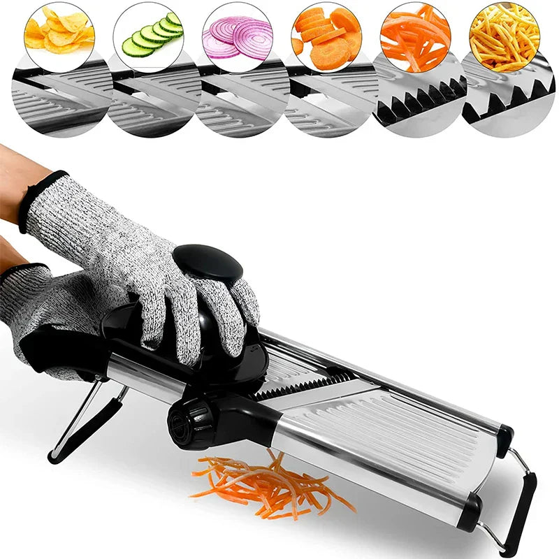 Brehn | Gemüseschneider SchnittProfi | Verstellbare Mandoline | Edelstahlklingen | Für Kartoffeln, Tomaten & mehr