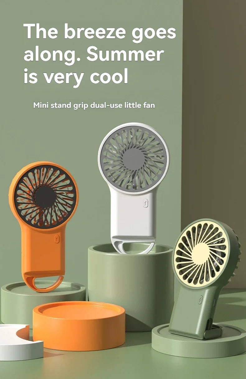 Neuer faltbarer USB wiederaufladbarer Mini-Ventilator | Handventilator für den Schreibtisch mit Cartoon-Design & Haken für Outdoor-, Heim- & Bürogebrauch | Brehn
