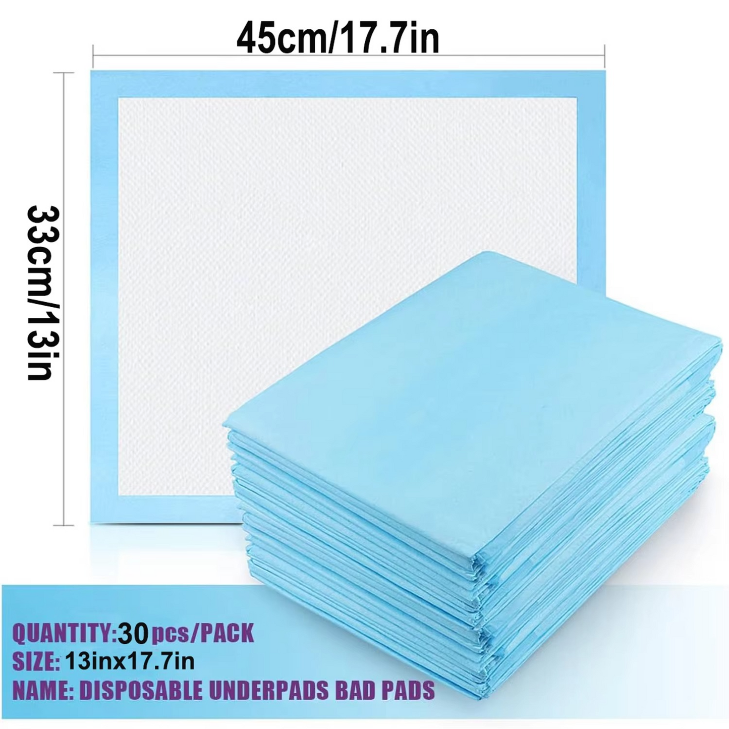 30er-Packung super saugfähige Einweg-Urinpads für Haustiere und Senioren, 13 x 18 Zoll