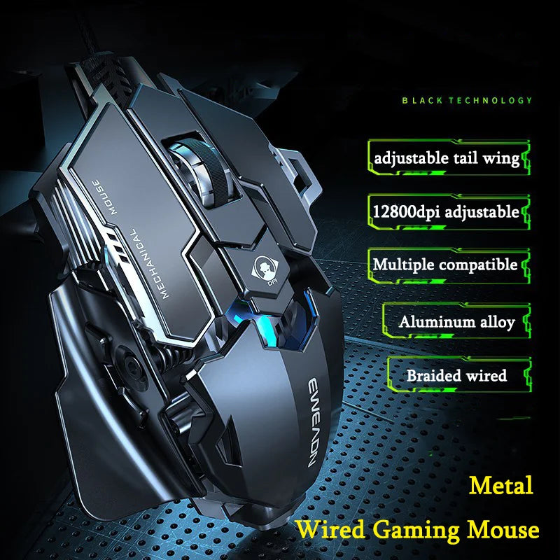 Brehn | Ergonomische RGB Mechanische Metall Kabelgebundene Gaming Maus