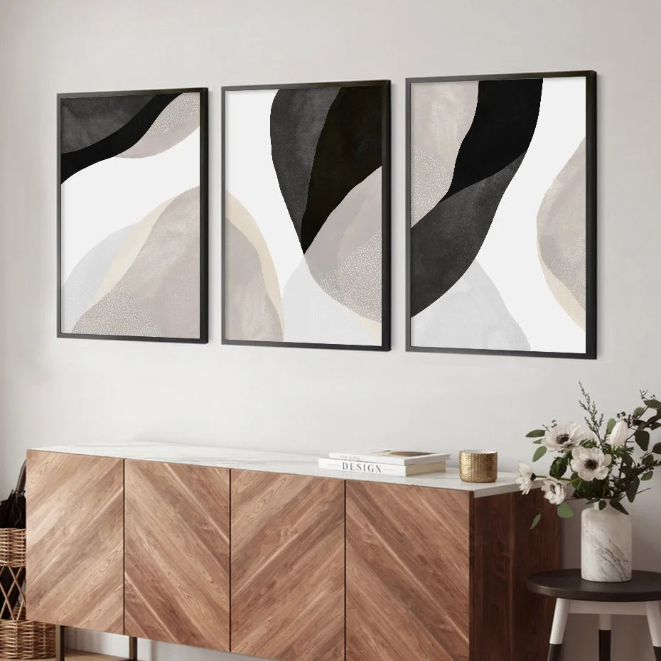 Schwarz Weiß Grau Minimalistische Abstrakte Wandkunst Fine Art Leinwanddrucke Neutrale Farben Bilder für Wohnzimmer Schlafzimmer Home Office Dekor | Brehn