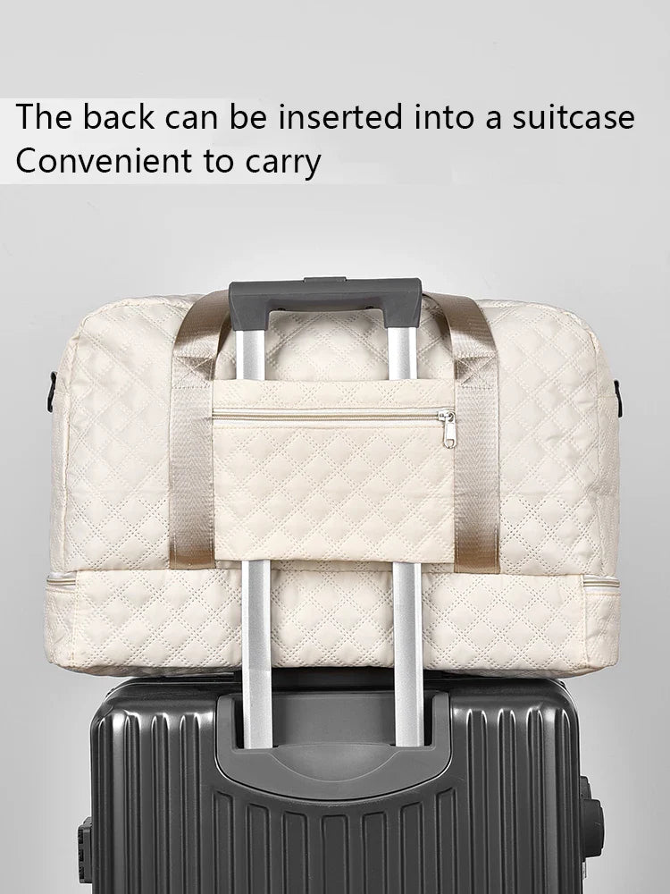 Brehn | Raumio TravelFlex Leichte Reisetasche mit Rautenmuster | Große Sport- & Wochenendtasche mit Schuhfach & Nassfach | Handgepäcktauglich & faltbar