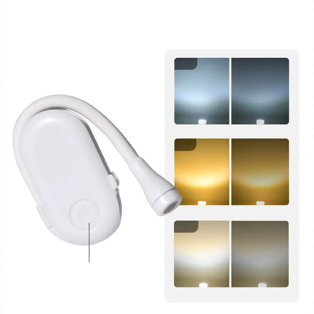 Mini Buchlicht - Tragbare Clip-On Nachtlampe mit USB-Ladung, dimmbare LED für Schlafzimmer, Augenschutz und Camping - 360° Flip Clip Buchlampe