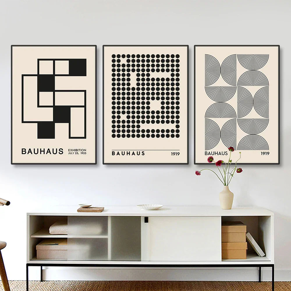 Vintage Retro Geometric Abstract Bauhaus Expo Kunst Galerie Poster Wandkunst Feine Kunst Leinwanddrucke Bilder Für Wohnzimmer Esszimmer Home Office Dekor | Brehn