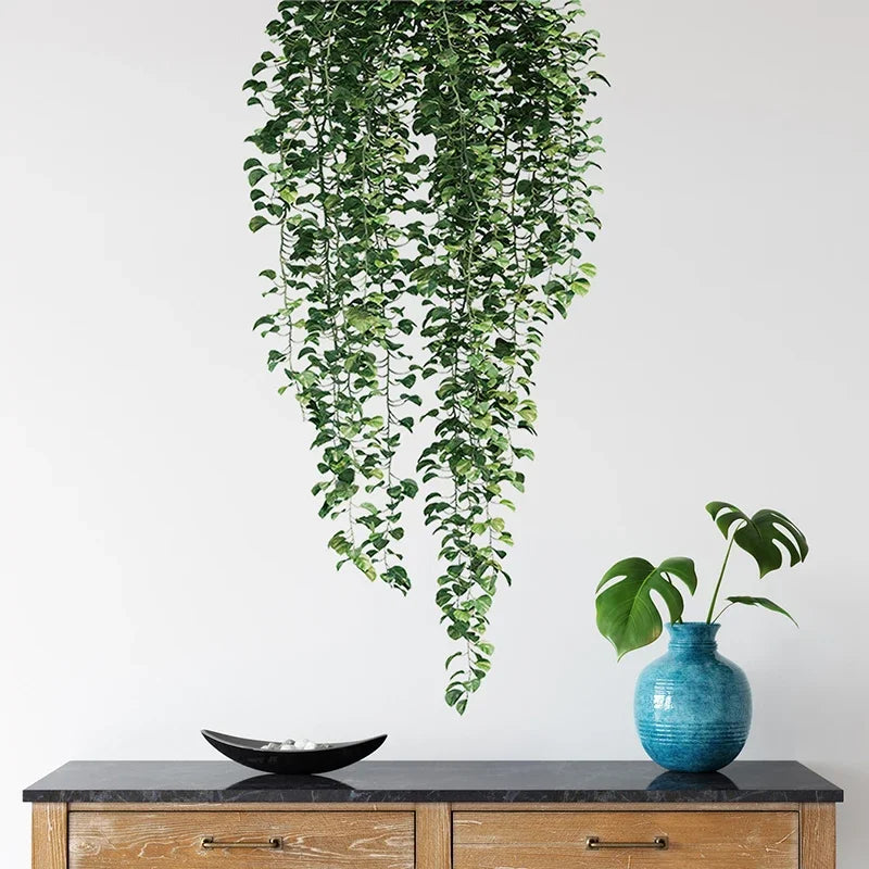 Realistische grüne Ranken Wandaufkleber 54x105cm grüne Blätter Wandsticker abnehmbar abziehbar und aufkleber PVC Vinyl Wandmural für kreative DIY Wohnkultur | Brehn