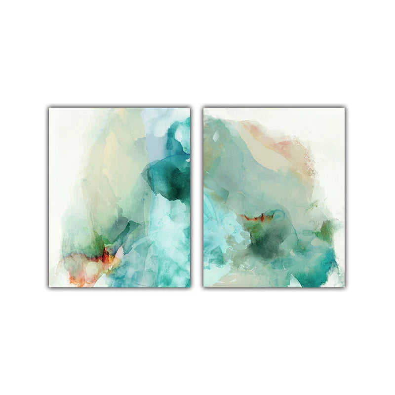 Ethereal Whispers Teal Emerald Aquamarin Abstrakte Wandkunst Fine Art Leinwanddrucke Nordische Bilder Für Moderne Wohnung Wohnzimmer Dekor | Brehn