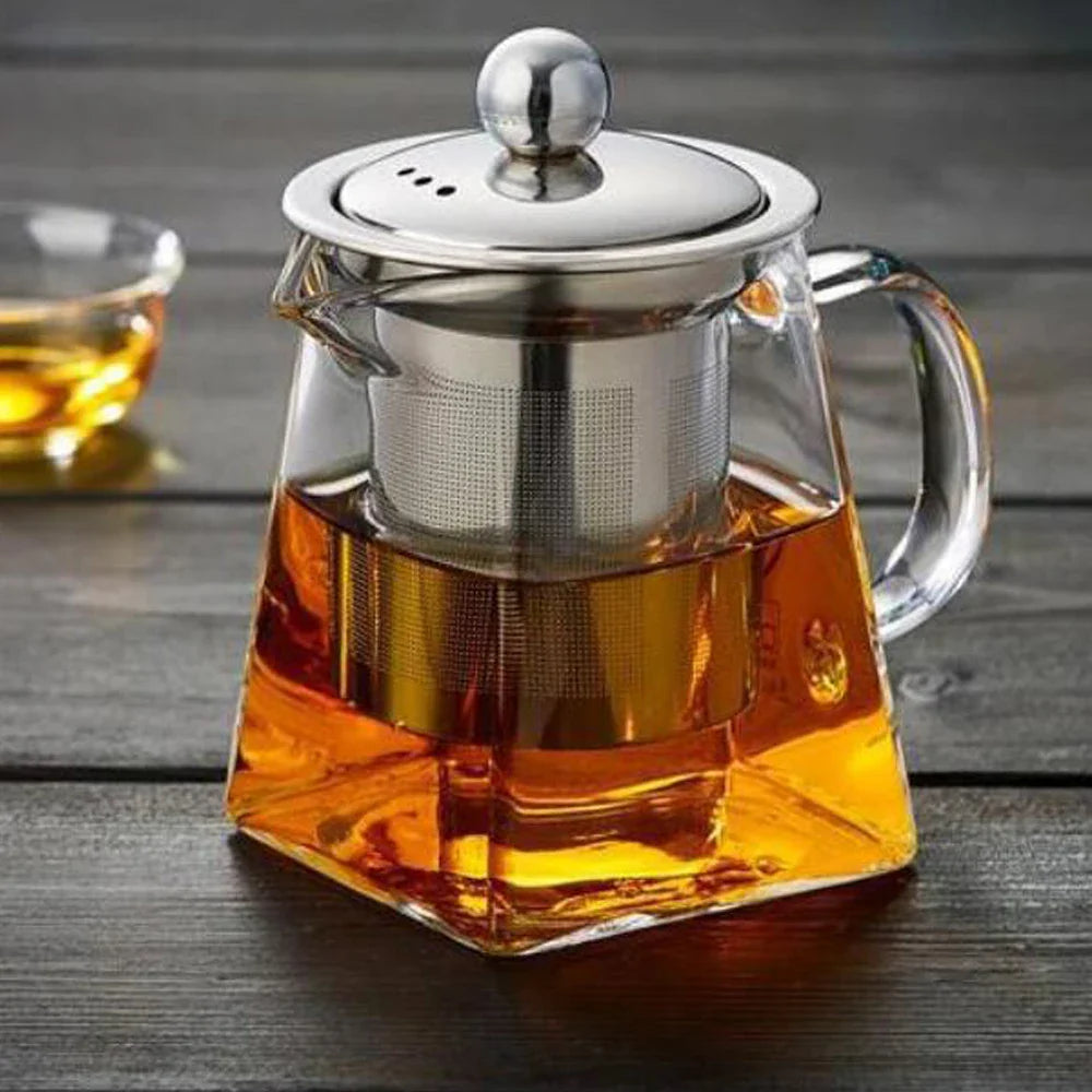 Brehn | Teavora Teekanne aus Glas mit Edelstahlsieb | Hitzebeständig & Spülmaschinenfest | Für losen Tee & Teeblumen | 550/750/950 ml