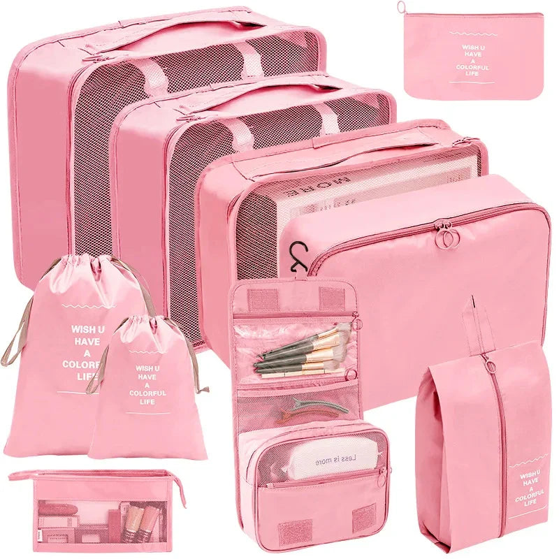 Brehn | PackWunder Reise-Organizer Set 7/8/9/10-teilig | Faltbare Koffer-Organizer | Für Kleidung, Schuhe & Accessoires