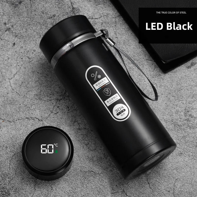 800ml-1L Edelstahl Thermoskanne – Tragbarer Vakuumflasche mit LED-Temperaturanzeige