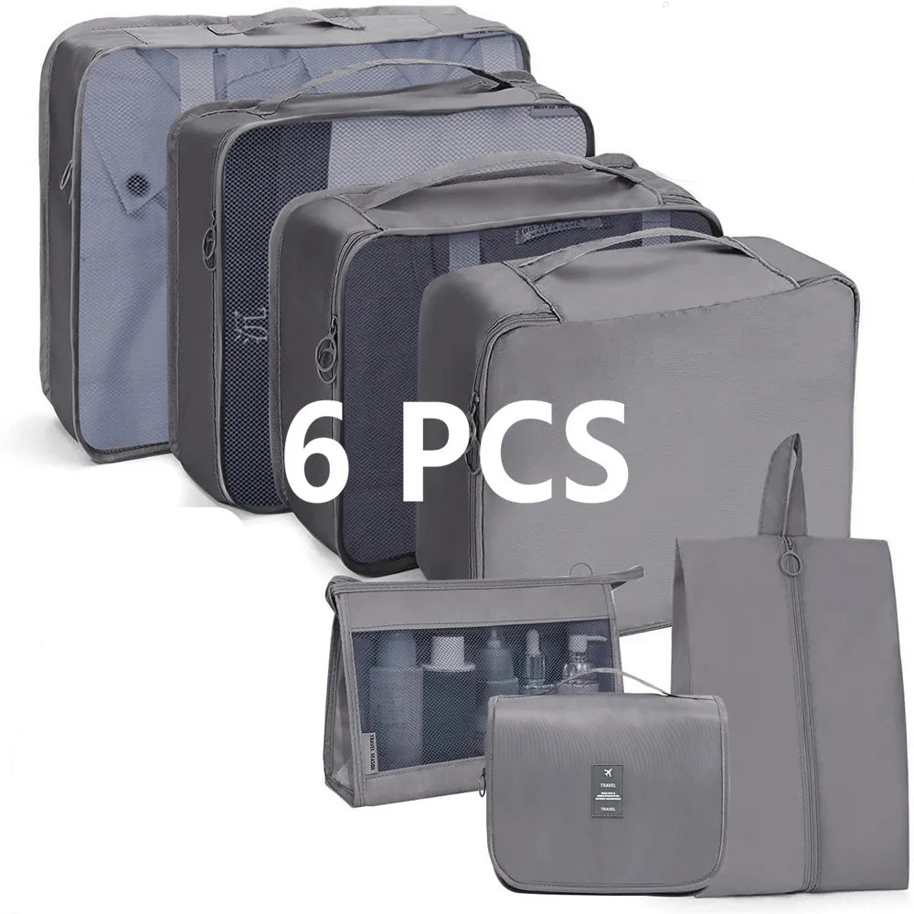Brehn | TRAVORO Packwürfel Set | 6-teilig | Wasserdicht & Extra Volumen | Koffer Organizer für Herren