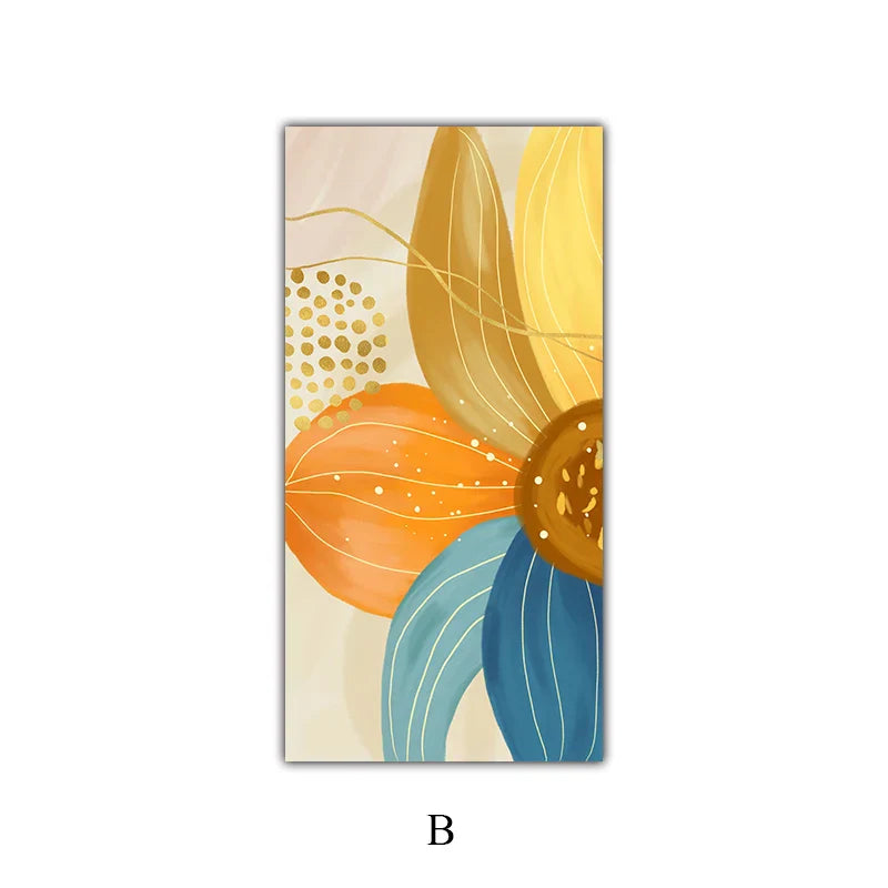 Große florale bunte abstrakte Wandkunst Fine Art Leinwanddrucke orange-gelbe Blütenposter Bilder für das Wohnzimmer Wohnkultur | Brehn