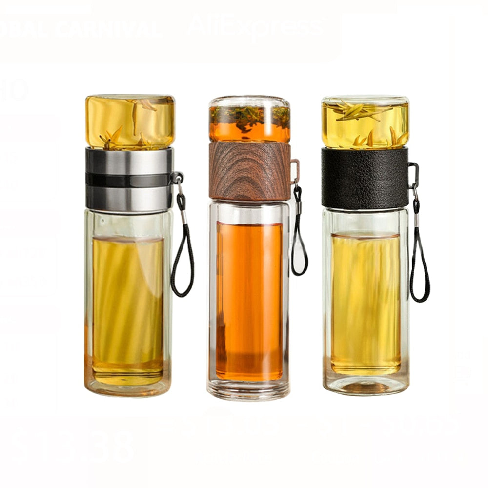 VIvolux | 2in1 Doppelwandige Thermal Smart Tee Glasflasche