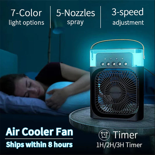 3-in-1 Mini-Luftkühler-Fan – Tragbarer Haushaltsklimaanlage mit LED-Nachtlicht, Luftbefeuchter und einstellbarem Luftstrom für Zuhause & Büro | Brehn