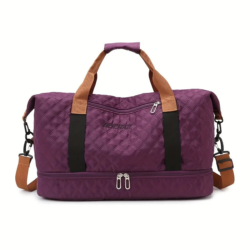 Brehn | Travessia Reisetasche mit Schuhfach | Große Kapazität & Rautenmuster | Nylon Wochenendtasche für Sport, Kurzreisen & den Alltag