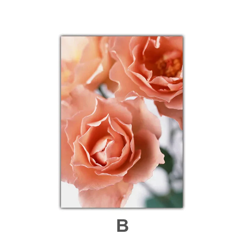 Rosa rote Rosen florale Wandkunst Feine Kunst Leinwanddrucke Moderne botanische Poster Bilder für Wohnzimmer, Schlafzimmer Kunst Dekor | Brehn