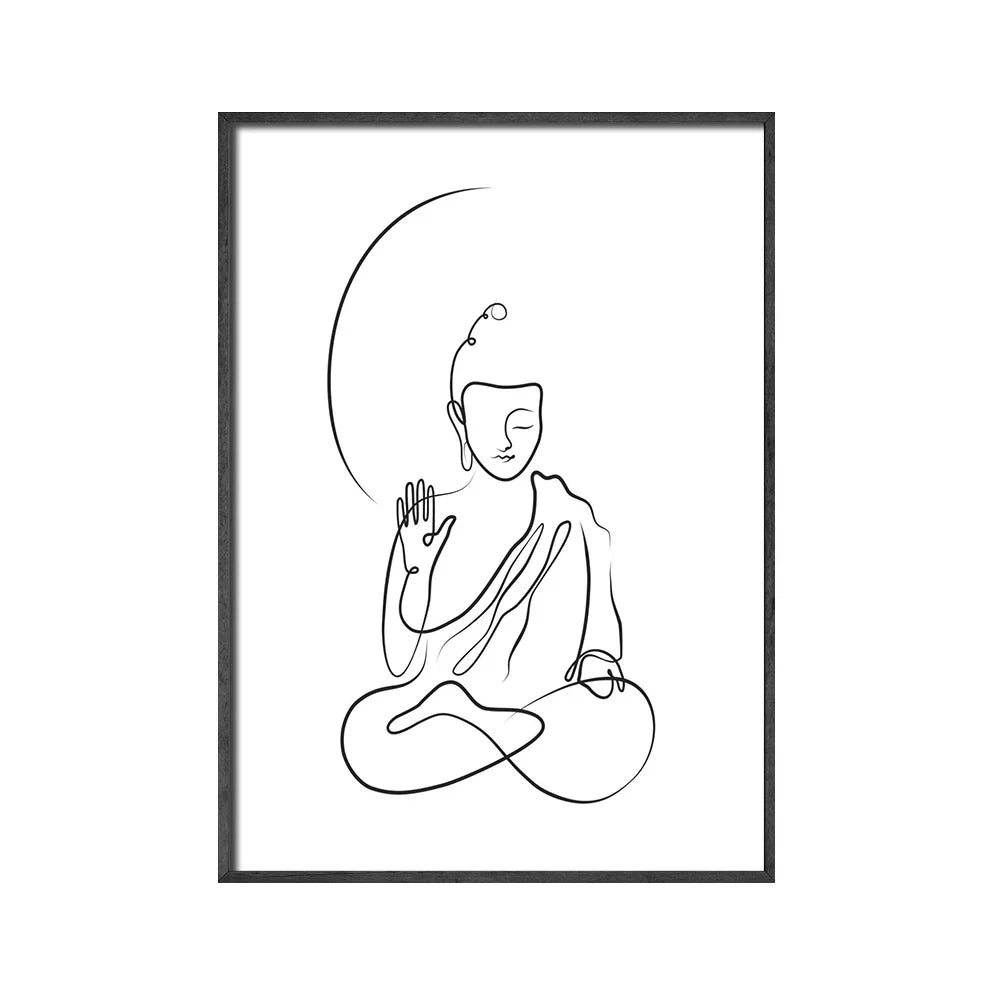 Minimalist Buddha Poster Lotus Wandkunst Linienkunst Fine Art Leinwanddrucke Inspirierende Meditationsbilder Für Wohnzimmer Salon Spa Wanddekoration | Brehn