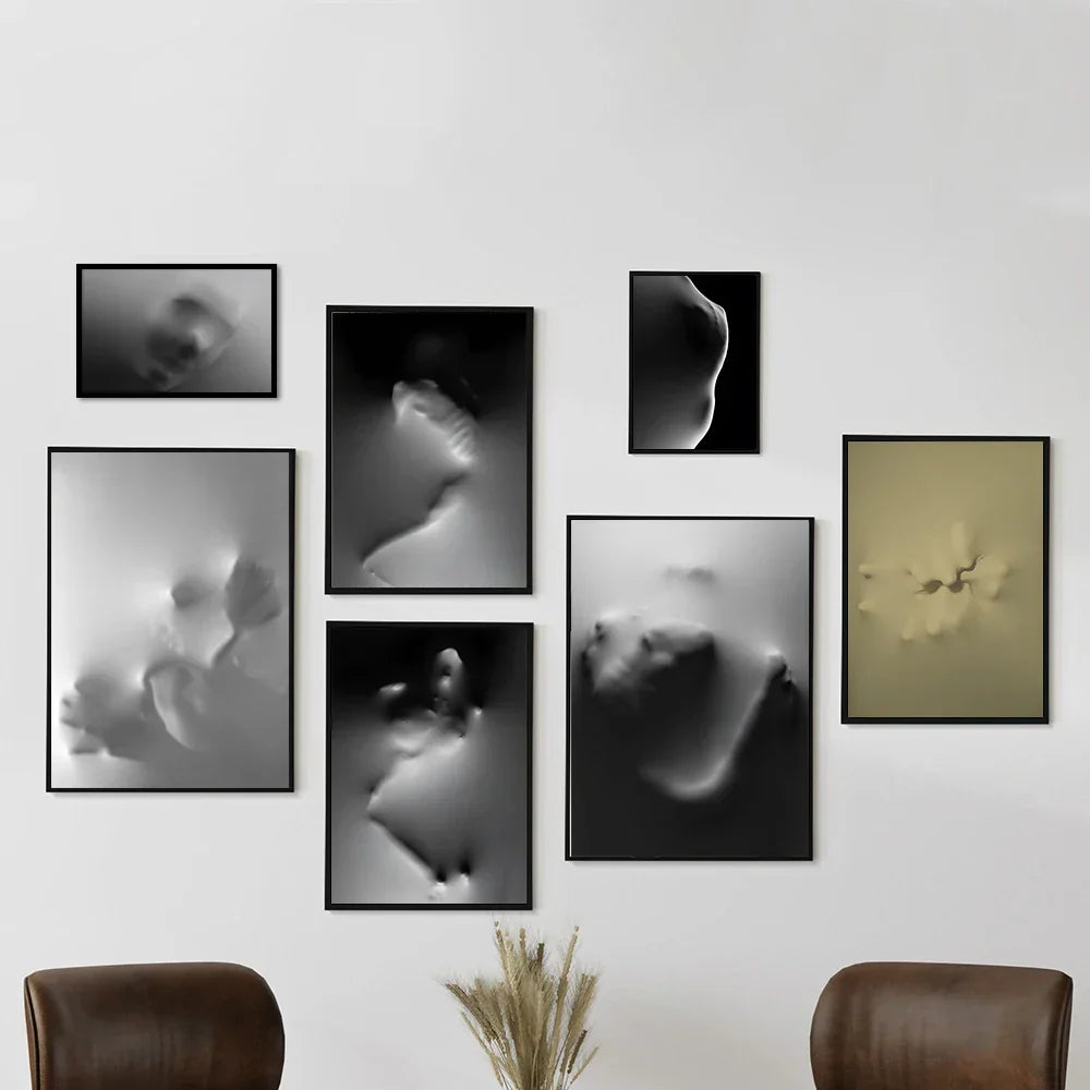Moderne Kunst Abstrakte Gespenstische Figuren In Der Wand Leinwanddrucke Schwarz Weiß Wandkunst Poster Bilder Für Wohnzimmer Schlafzimmer Kunst Dekor | Brehn
