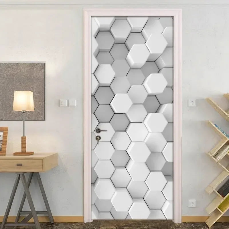Moderne abstrakte Perlen geometrische Türaufkleber Mural abnehmbar PVC Vinyl Peel N Stick Wandkunst Mural Dekor für Innentüren Kreative DIY Wohnkultur | Brehn