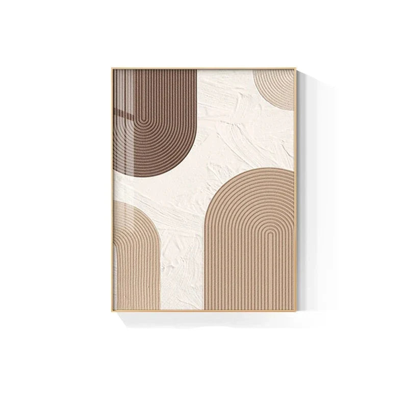 Moderne abstrakte beige geometrische Linien Wandkunst Fine Art Leinwanddrucke Bilder für Wohnzimmer Esszimmer Home Office Dekor | Brehn