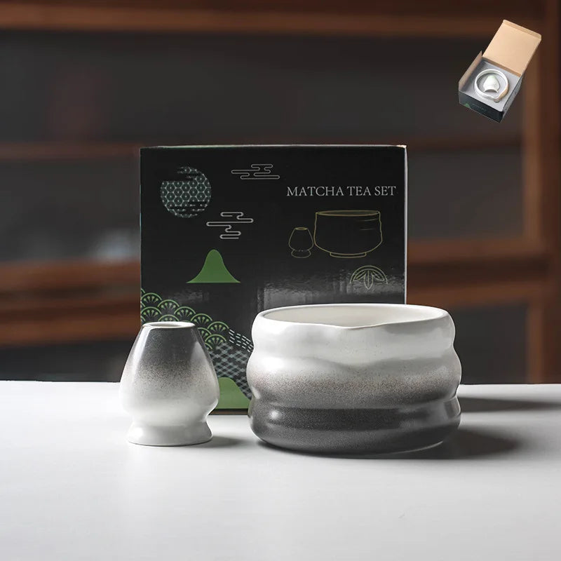 Variant image for Traditionelle Japanische Matcha-Schüssel mit Ausguss und Whiskhalter – Keramik Teezeremonie Set in Elegantem Farbverlauf-7