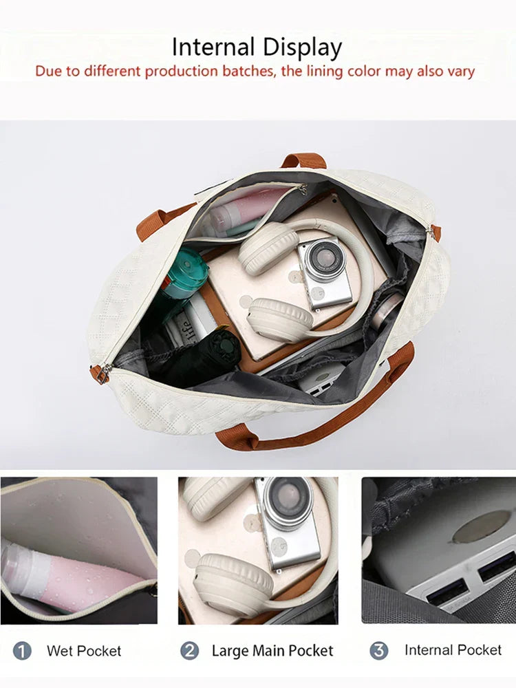 Brehn | Travessia Reisetasche mit Schuhfach | Große Kapazität & Rautenmuster | Nylon Wochenendtasche für Sport, Kurzreisen & den Alltag