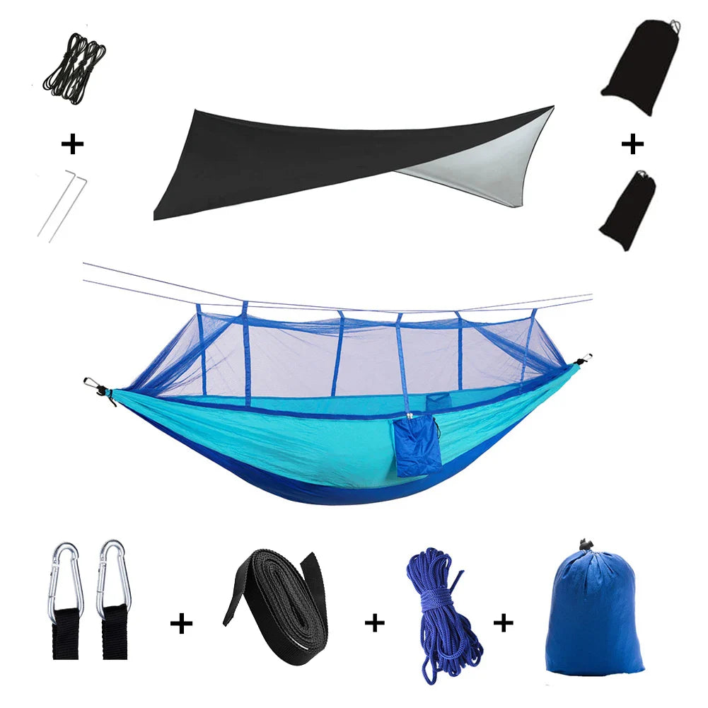 Brehn | Trekviva Camping-Hängematte | Integriertes Moskitonetz & Regendach | Ultraleicht & Reißfest | 3-in-1 Outdoor Lösung
