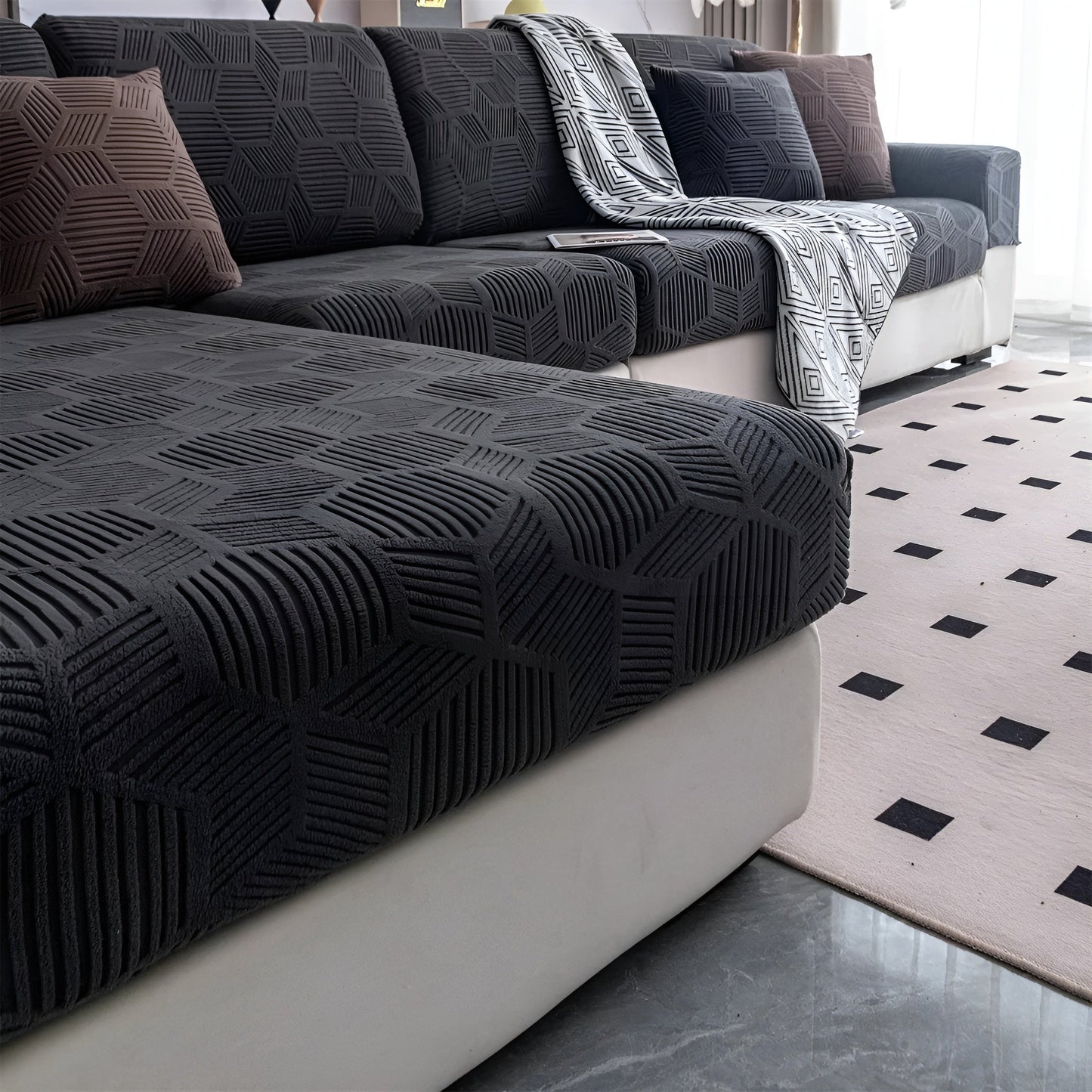 Jacquard-Sofa-Hosen mit geometrischer Patrouille - Zacht und Tierwelt | Ideal zum Schutz und für gemütliche Wohnräume