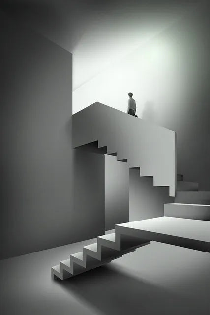 Moderne geometrische architektonische Landschaften Wandkunst Fine Art Leinwanddrucke Bilder für Studio, Home Office, Eingangsbereich Inspirierende Kunstdeko | Brehn