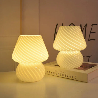 Brehn | Murano Tischlampe - Einzigartige Glas-Pilz-Schreibtischlampe für magische Atmosphäre