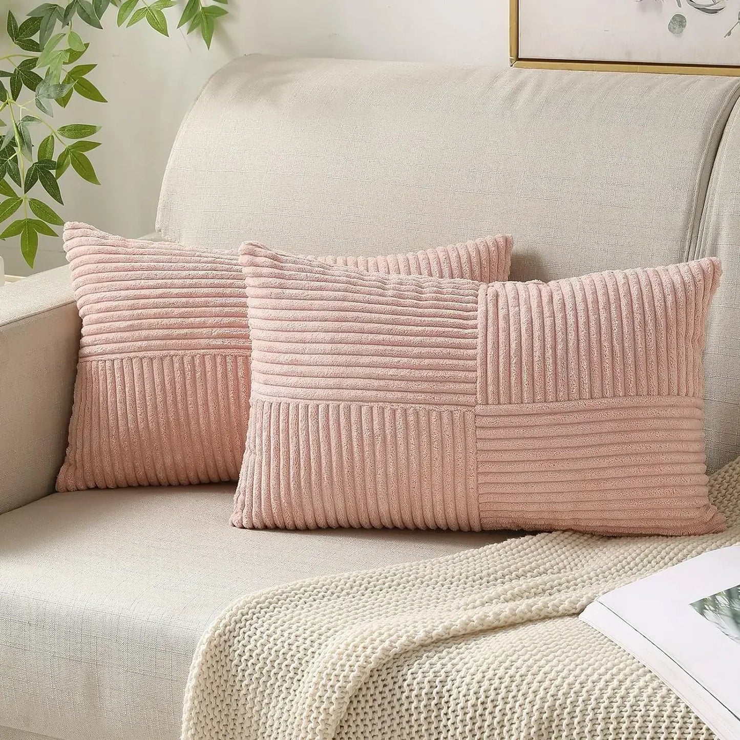 Brehn | VelvetAura Kissenbezug - Stylische gestreifte Kissenbezüge im Luxus-Azustoff-Set