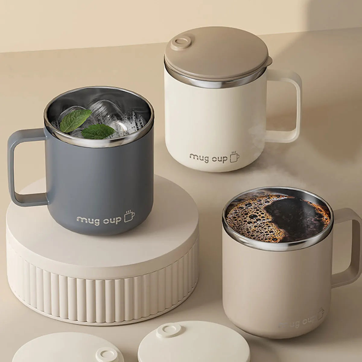 Isolierte Edelstahl Kaffeetasse mit Deckel | Brehn