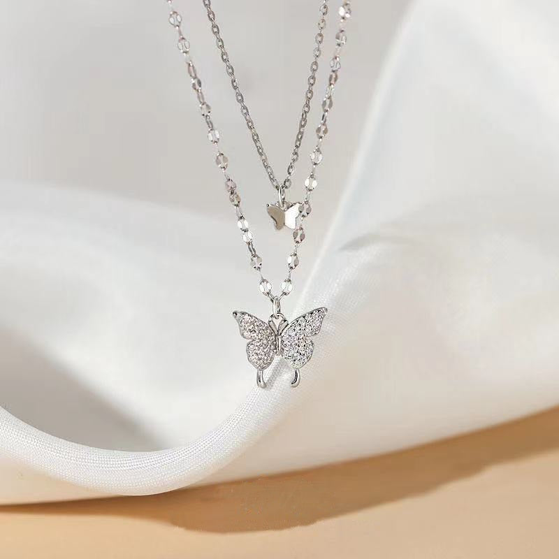 Brehn | Dreamy Wings Silber Doppellagige Halskette