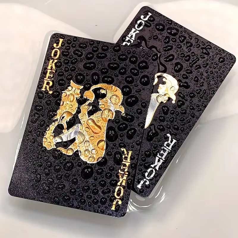 Luxuriöse, wasserfeste Poker-Spielkarten in Schwarz und Gold