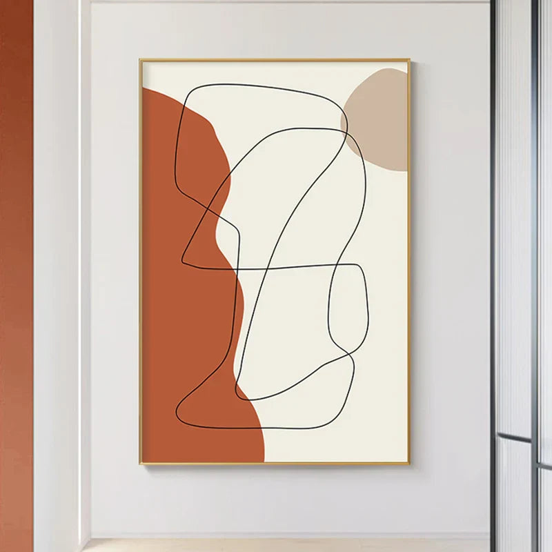 Moderne abstrakte erdige Töne geometrische Wandkunst Fine Art Leinwanddrucke Bilder für Wohnzimmer Esszimmer zeitgenössische Wohnkultur | Brehn