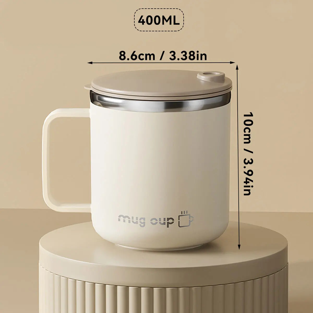 Isolierte Edelstahl Kaffeetasse mit Deckel | Brehn